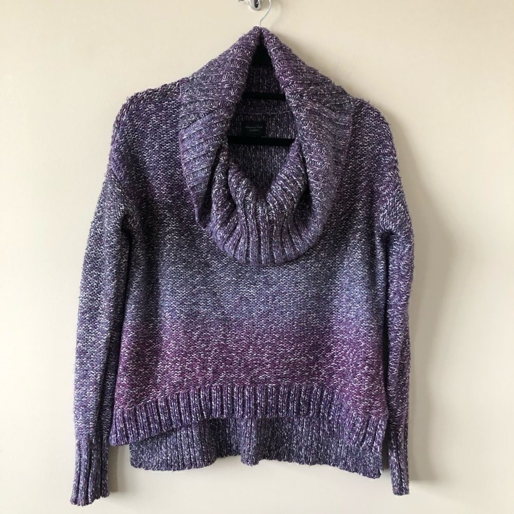 American Eagle Ombré Purple Cowl Knit Sweater